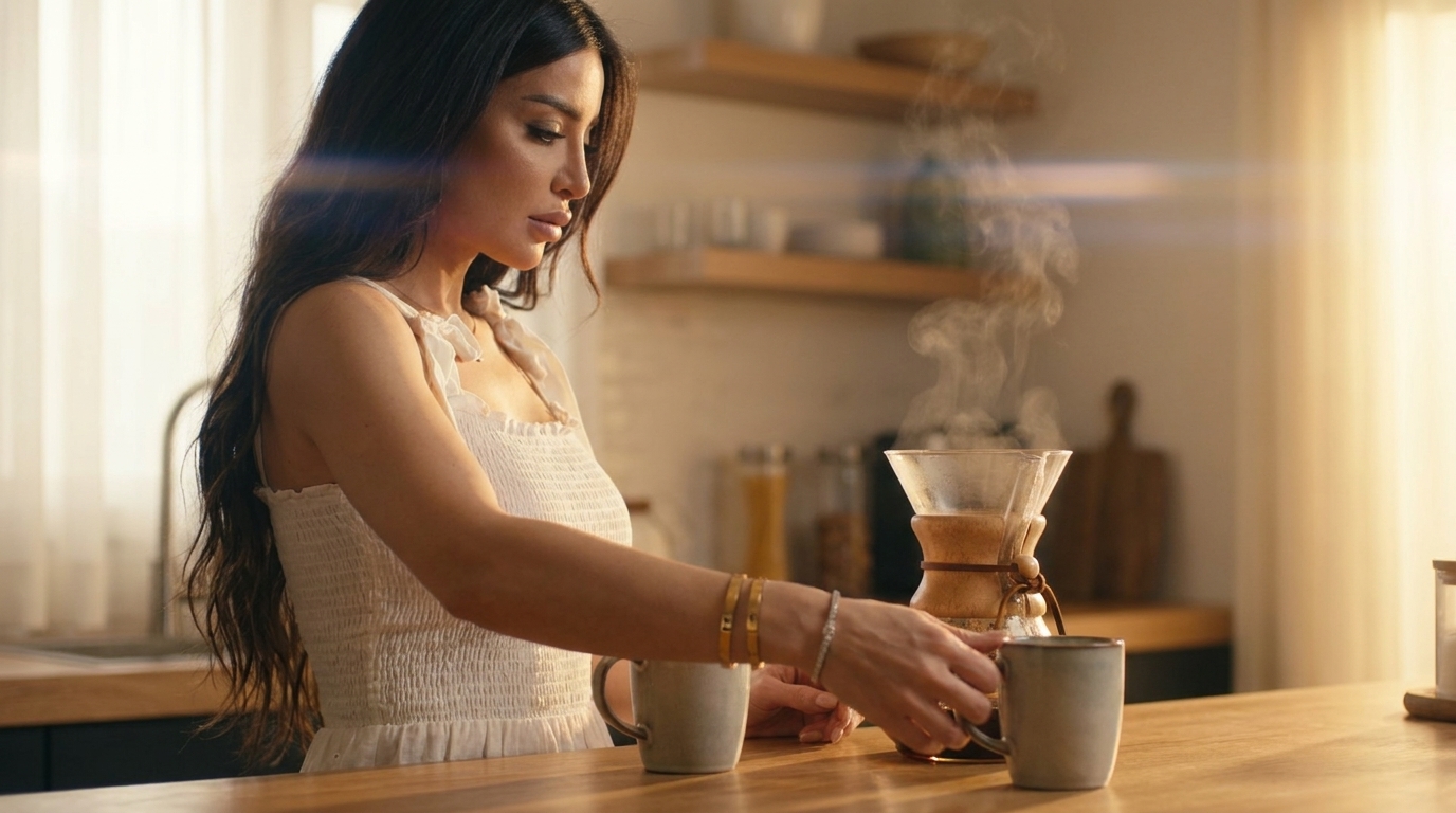 Quiet morning, pour-over coffee