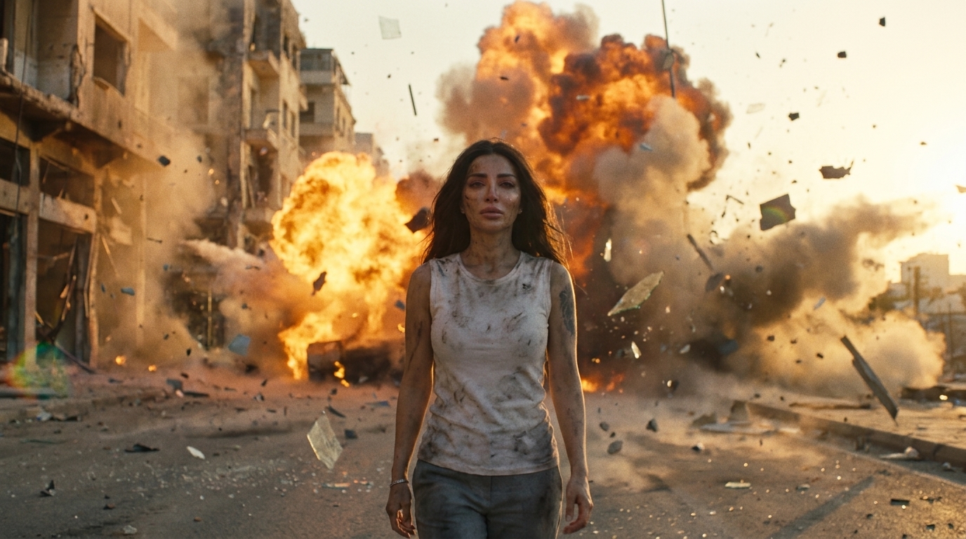 Walking through the blast